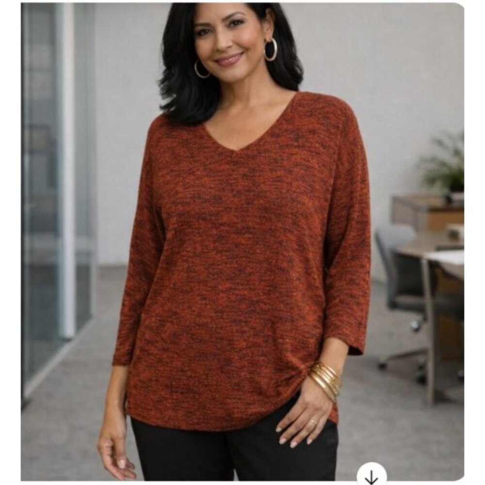 H&M  Womens Red & Black Knit V Neck Sweater Size M Academia, Grunge, Goth